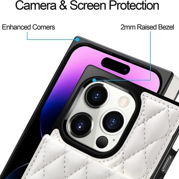 iPhone 14 Pro Max Wallet Case, Quilted Leather, Crossbody Phone Case - Picture 4 of 4